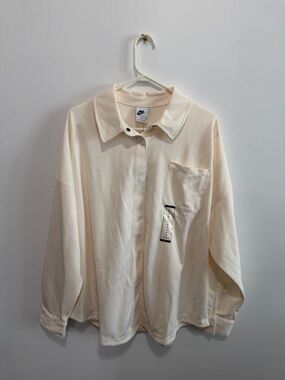 Nike Women's Cream Oversized Button-Down Shirt
